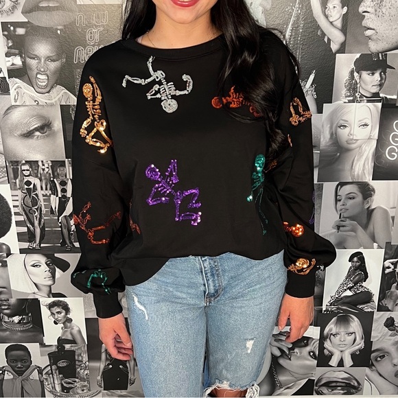 Skeletons Sequins Sweatshirt - Picture 1 of 4